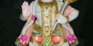 Painted Marble Hanuman Statue