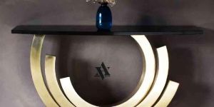 Stainless Steel Console Table with Glass Top