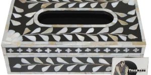 Mother of Pearl Inlay Tissue Box in Floral Pattern Tissue Boxes from Tradnary