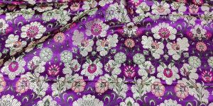 Purple Banarasi Handloom Kimkhab Silk with Multi Meena Weaved Brocade Fabric