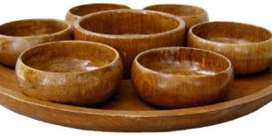 Wooden Bowl Set of 7 with Tray