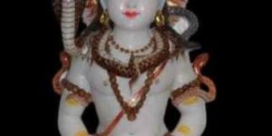 Painted Marble Shiva Statue