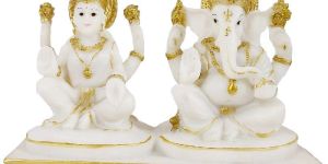 White Marble Laxmi Ganesh Statue