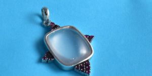 Sterling Silver Cushion Rose Quartz Ruby Hippie Pendant