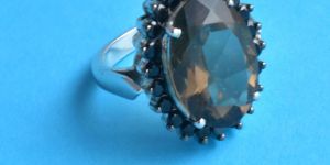 Sterling Silver Smokey And Black Onyx Art Divine Ring