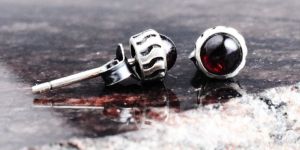 Tiny Garnet Boho Stud Earrings