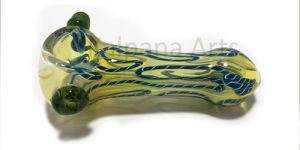 Silver Fumed Frit inside Heavy Glass Hand Pipe