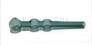 Teal Color Glass Oil Burner Pipe with Three Balls