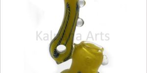 Yellow Color Frit inside Work Glass Bubbler with Dotted