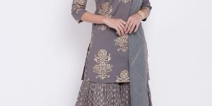 Gold Print Sharara Suit