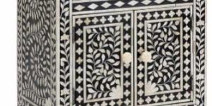 Stylish Bone Inlay Bedside Table