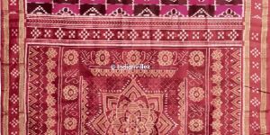 Odisha Handloom Pink Brown Flower Pasapali Khandua Silk Saree