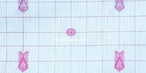 White and Magenta Hazarbooti Handloom Silk Saree