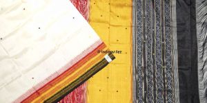 White Kathiphera Ikat Odisha Handloom Silk Saree