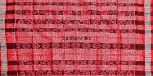White Red Ikat Odisha Mulberry Silk Saree
