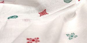 White with Colourful Booti Bomkai Cotton Handloom Fabric