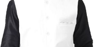Mens White Cotton Jute Nehru Jacket