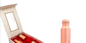 Hammered Finish Copper Bottle Gift Set