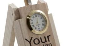 Wooden Pen Stand with Clock