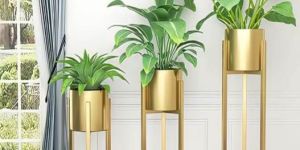 SET OF 3 PLANTERS GOLD
