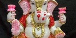 Multicolor Ganesh Marble Statue