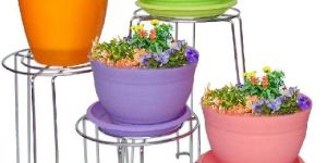 Livewell Green Stainless Steel Elegant Flower Pot Stand Set