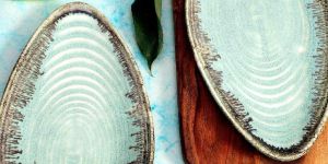 Ceramic Peppermint Leaf Serving Tray