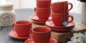 Plain Ceramic Cup Saucer Set