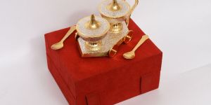 Brass Dry Fruit Trolley Set