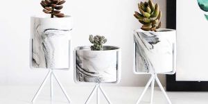 White Planter Pot with Stand