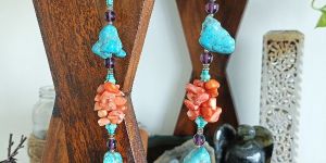 Raw Afghan Feroza Carnelian Necklace