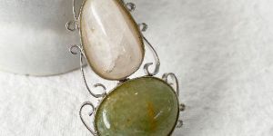 Rose Quartz & Green Aventurine Silver Pendant