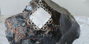 Selenite Silver Pendant