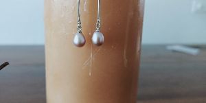 Single Drop Purple Pearl Silver Earrings