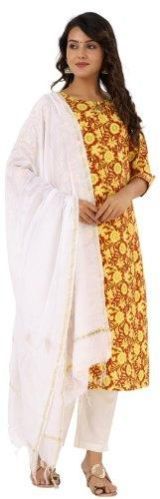 Ladies Yellow Kurta Pant Set with Dupatta