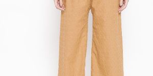 Vastraa Fusion Women's Regular Fit Cotton Chikan Palazzo - (Fawn)