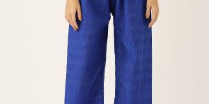 Vastraa Fusion Women's Regular Fit Cotton Chikan Palazzo - (Blue)