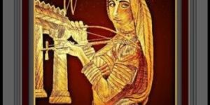 Charcoal Wooden Rajasthani Woman Painting