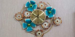 Metal Flower with Ring Clock Wall Decor