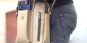 Personalised Vegan Leather Camel Colour Crossbody Bag