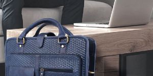 MANOGYA Dark Blue Color 14 Inch Personalized Business Bag