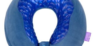 Silicone Cooling Gel U Shaped Memory Foam Travel Neck Pillow - Blue