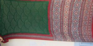 Gaji Silk Bandhani Saree with Azarkh Block Print