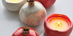 Ceramic Pomegranate Shaped Candle Holder
