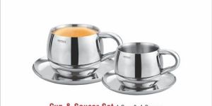 Stainless Steel Cups Saucers