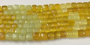 Yellow Onyx Cushion Shape Faceted Stone Beads