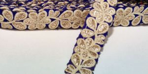 Threadwork Blue Embroidery Cutwork Lace