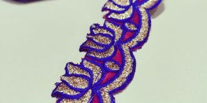 Threadwork Embroidery Blue and Maroon Cutwork Lace