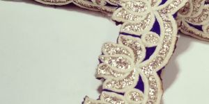 Threadwork Embroidery Blue and White Cutwork Lace