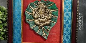 White Metal Leaf Ganesha Frame